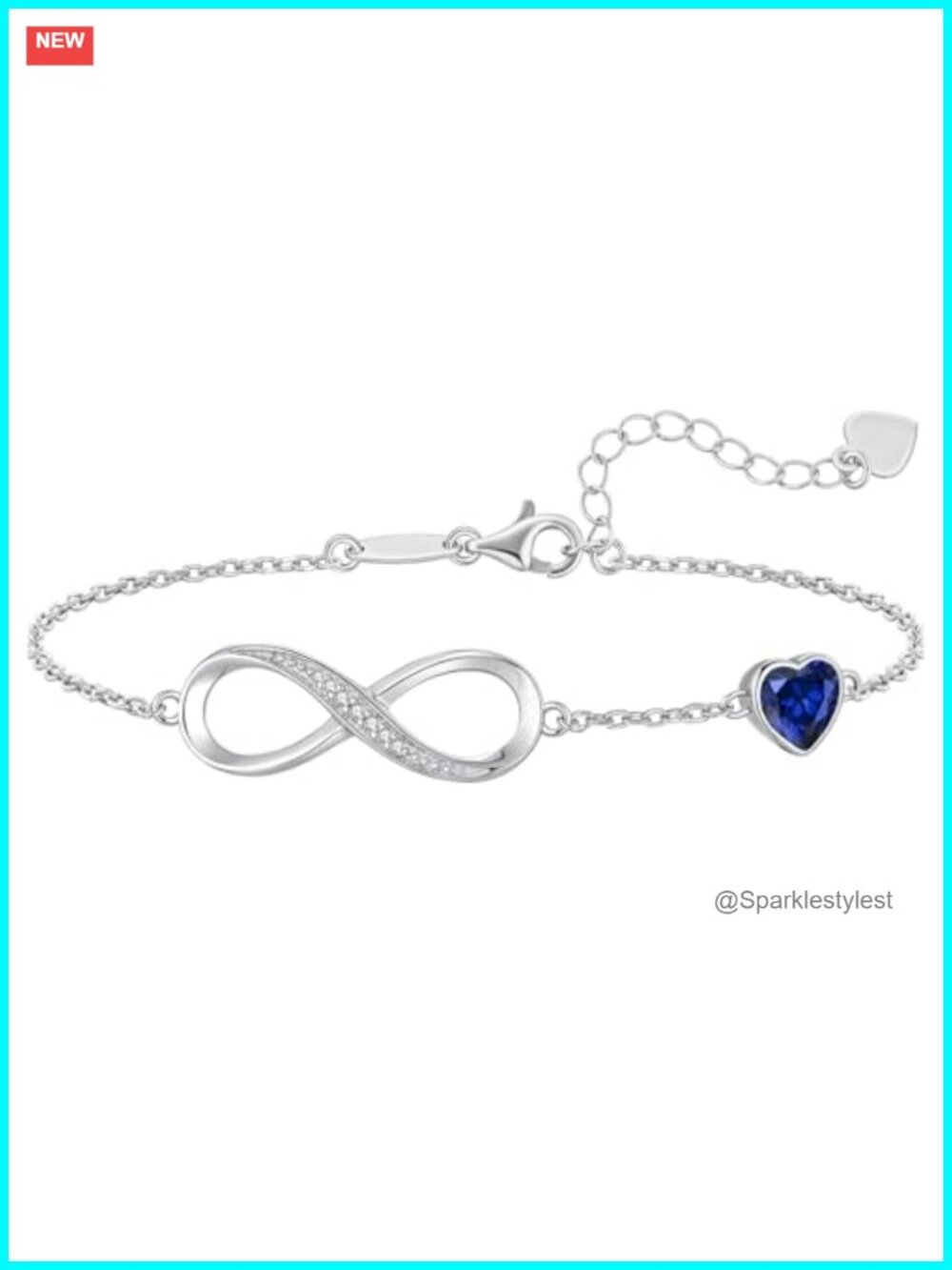 Sterling Silver Infinity Birthstone Bracelet, 14K Gold Plated, Adjustable Link,